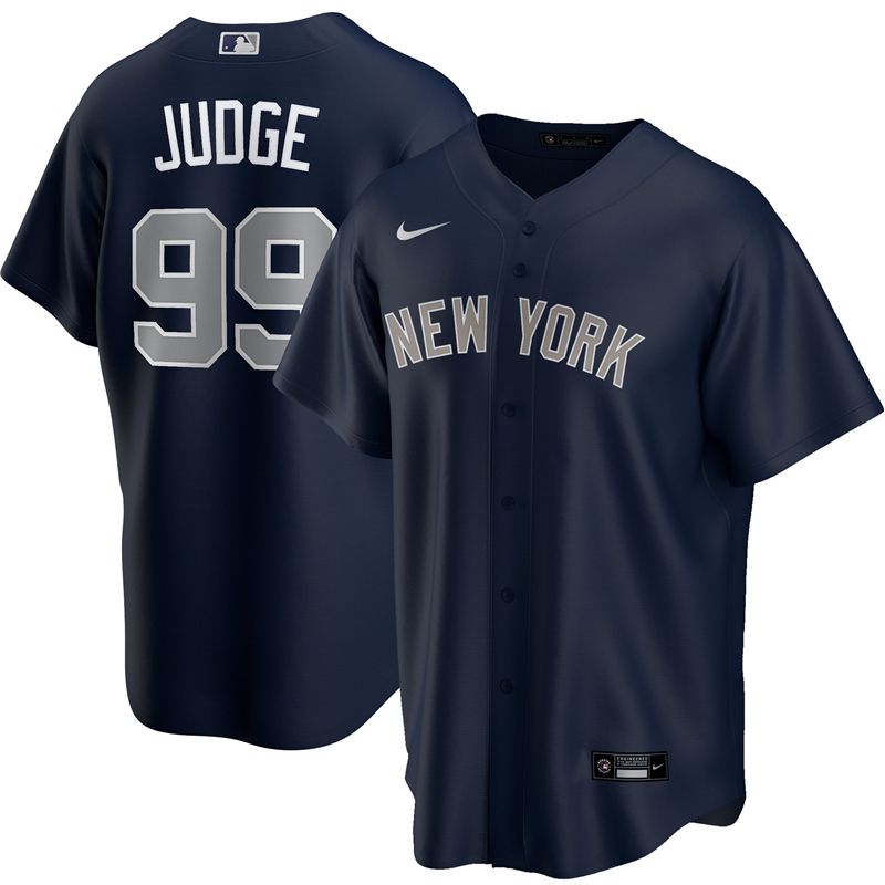 2020 MLB Men New York Yankees 99 Aaron Judge Nike Navy Alternate 2020 Replica Player Jersey 1
